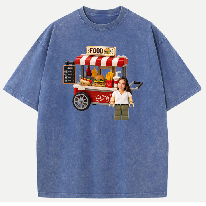 Personalized Brick Figure Food Cart T-Shirt