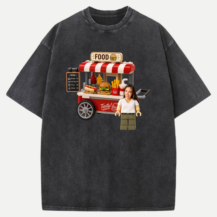 Personalized Brick Figure Food Cart T-Shirt