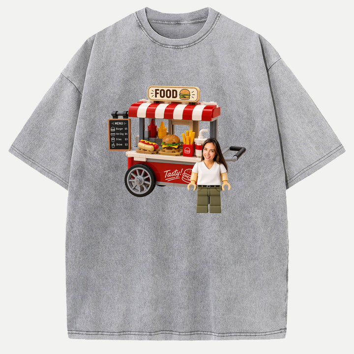 Personalized Brick Figure Food Cart T-Shirt