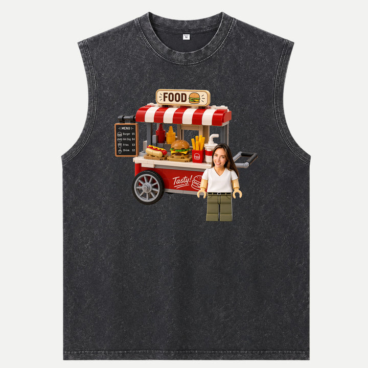Personalized Brick Figure Food Cart T-Shirt
