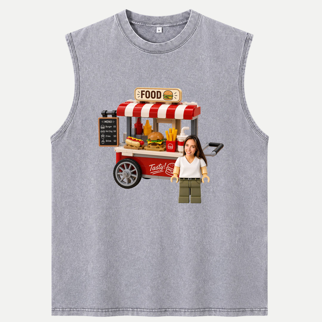 Personalized Brick Figure Food Cart T-Shirt