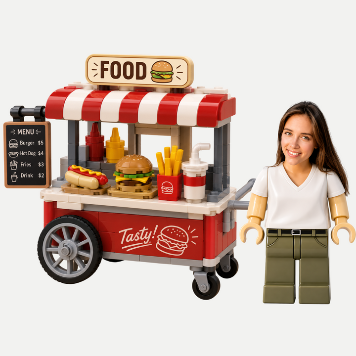 Personalized Brick Figure Food Cart T-Shirt
