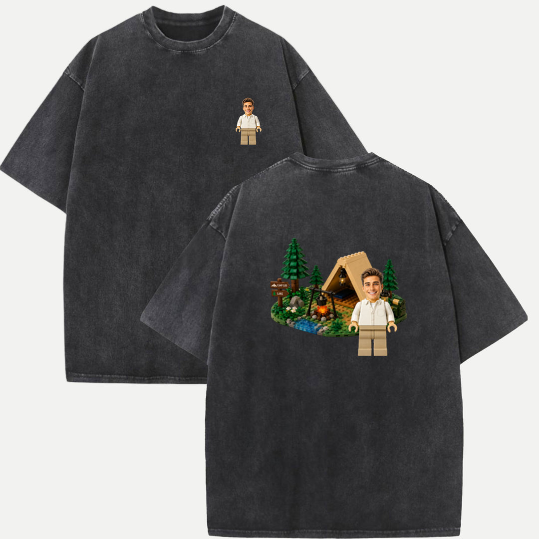 Personalized Brick Figure Camping T-Shirt