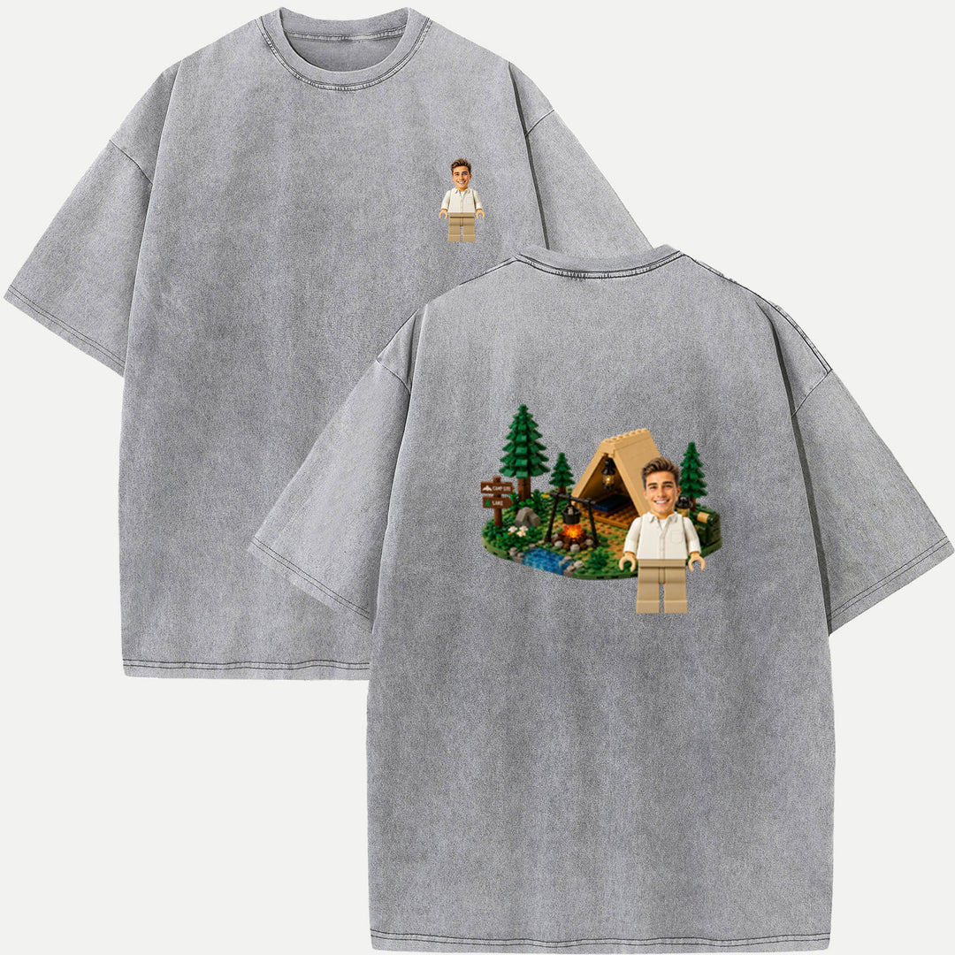 Personalized Brick Figure Camping T-Shirt