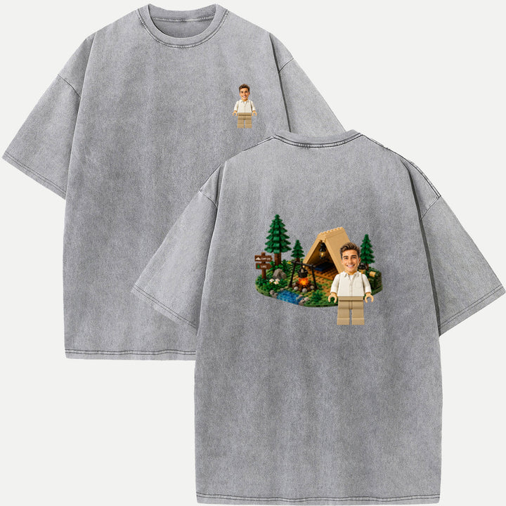 Personalized Brick Figure Camping T-Shirt