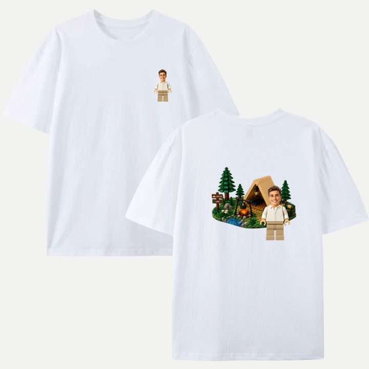 Personalized Brick Figure Camping T-Shirt