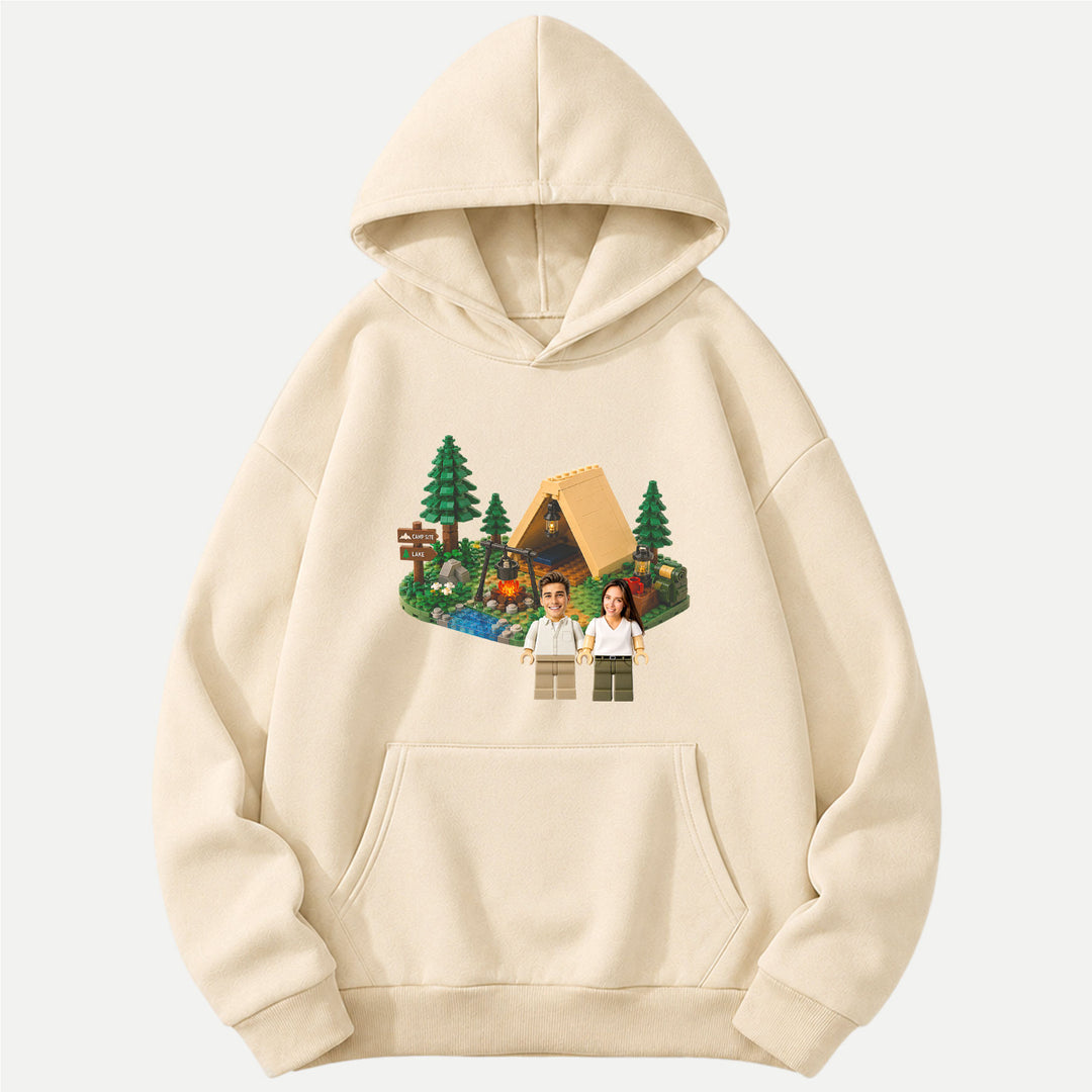 Personalized Brick Figure Camping T-Shirt