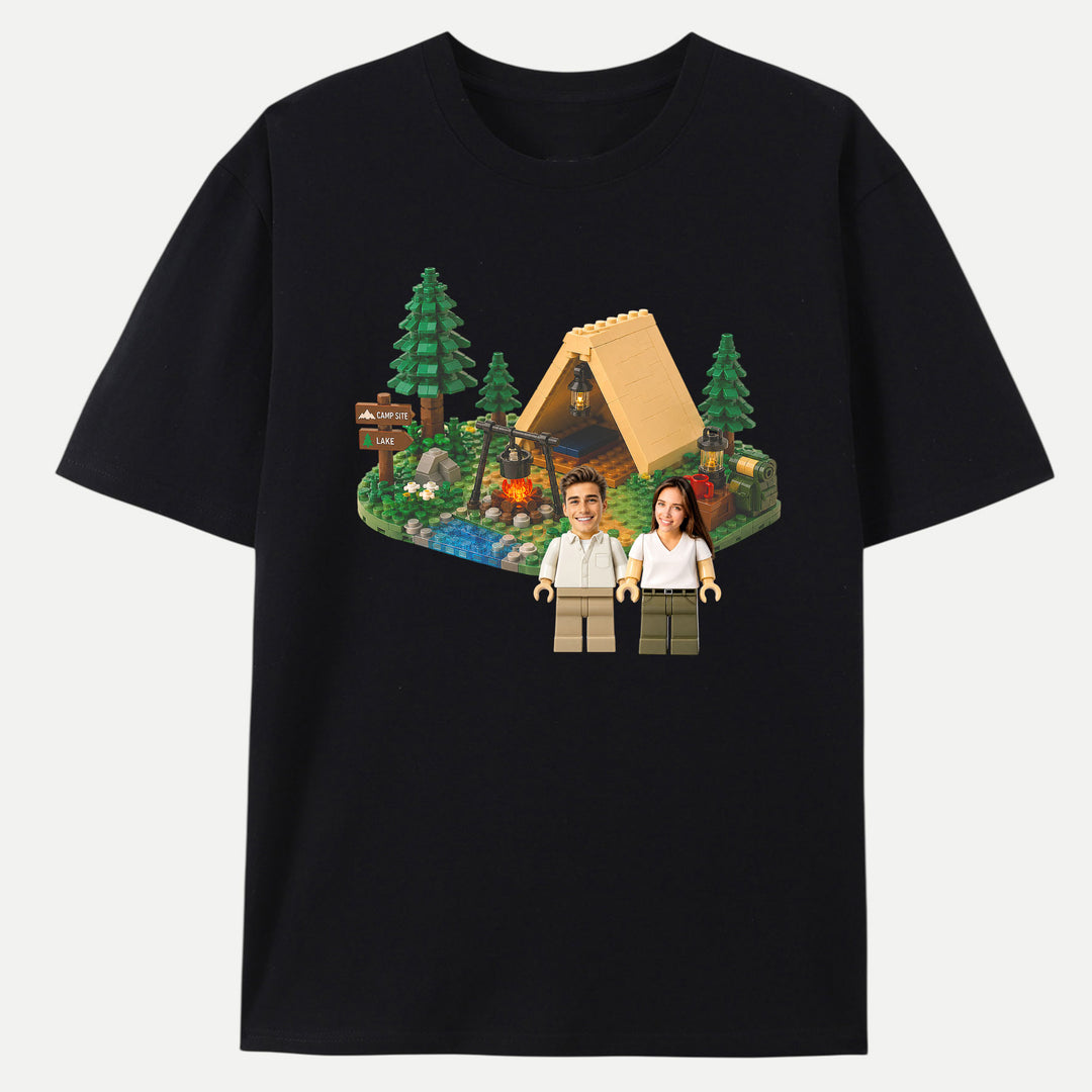 Personalized Brick Figure Camping T-Shirt