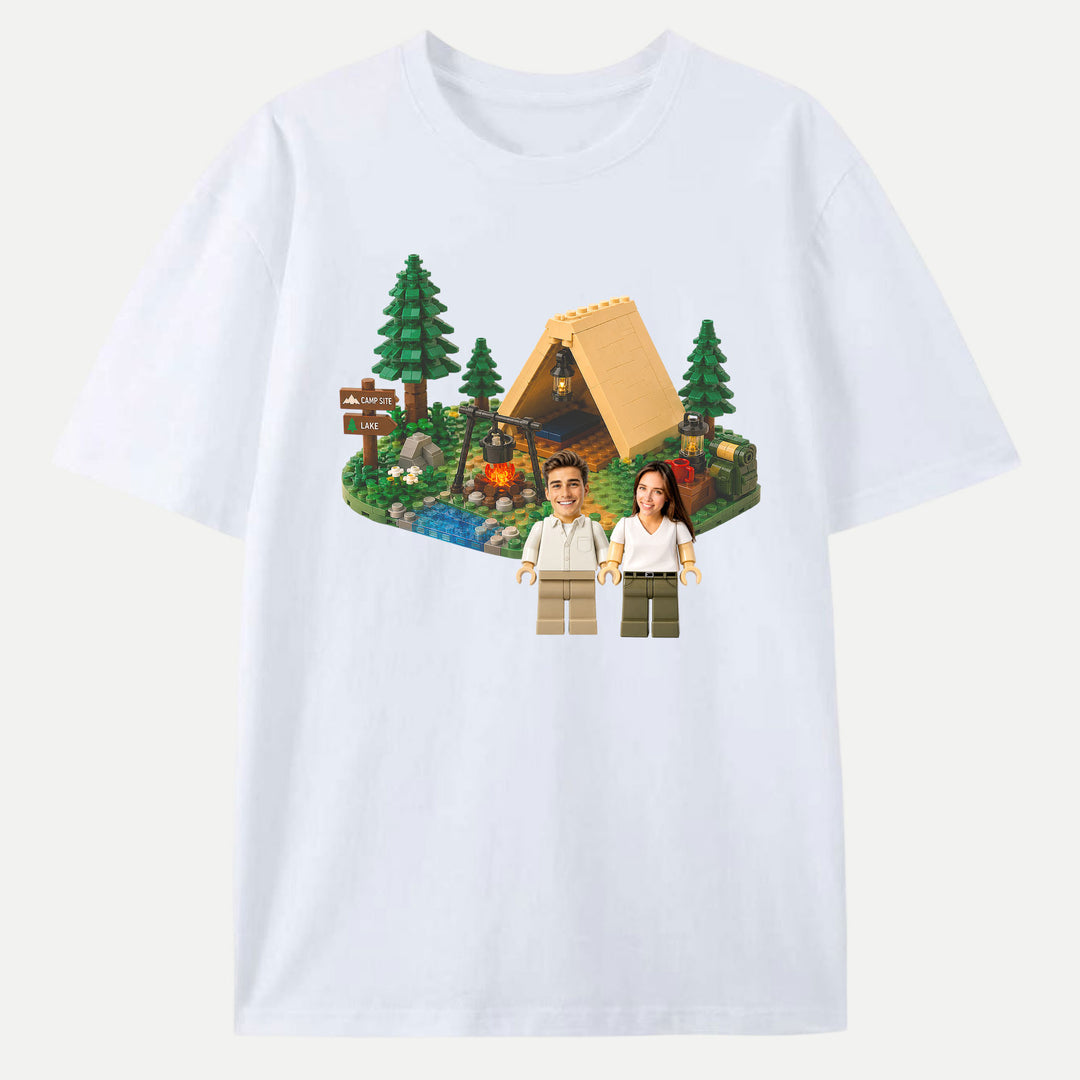 Personalized Brick Figure Camping T-Shirt