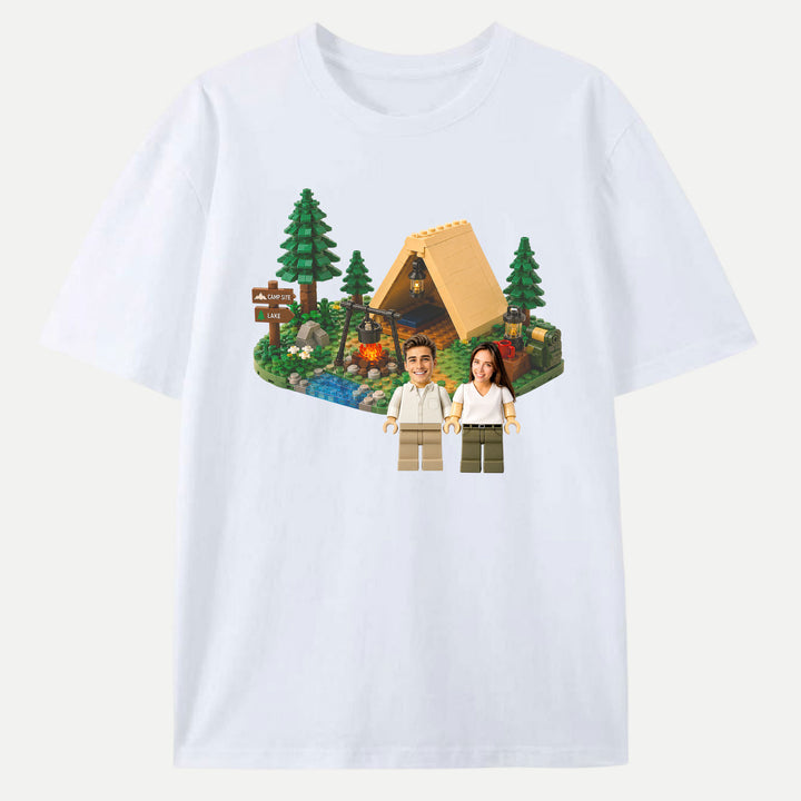 Personalized Brick Figure Camping T-Shirt