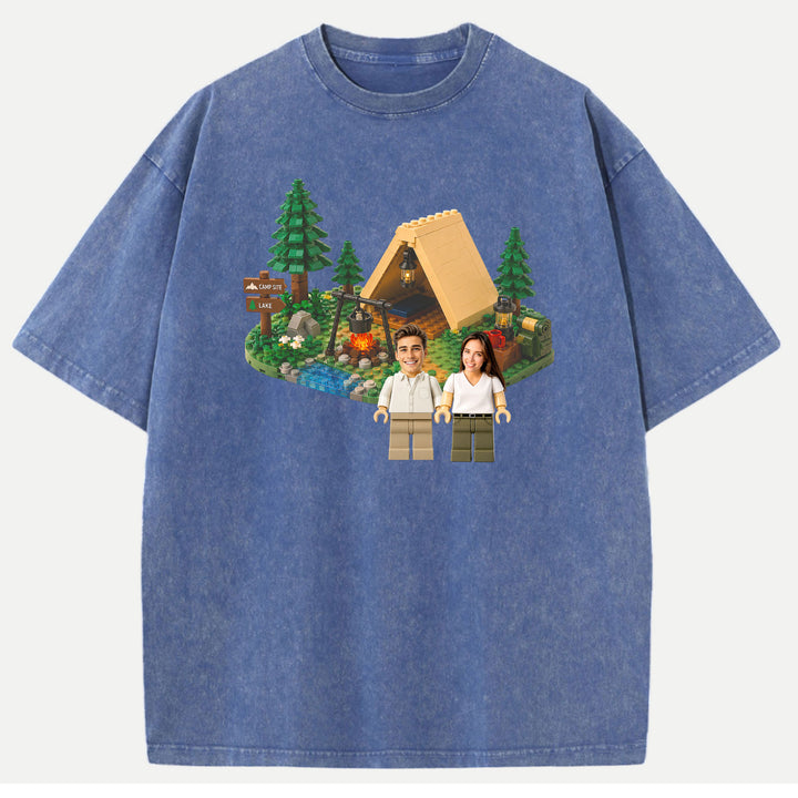 Personalized Brick Figure Camping T-Shirt
