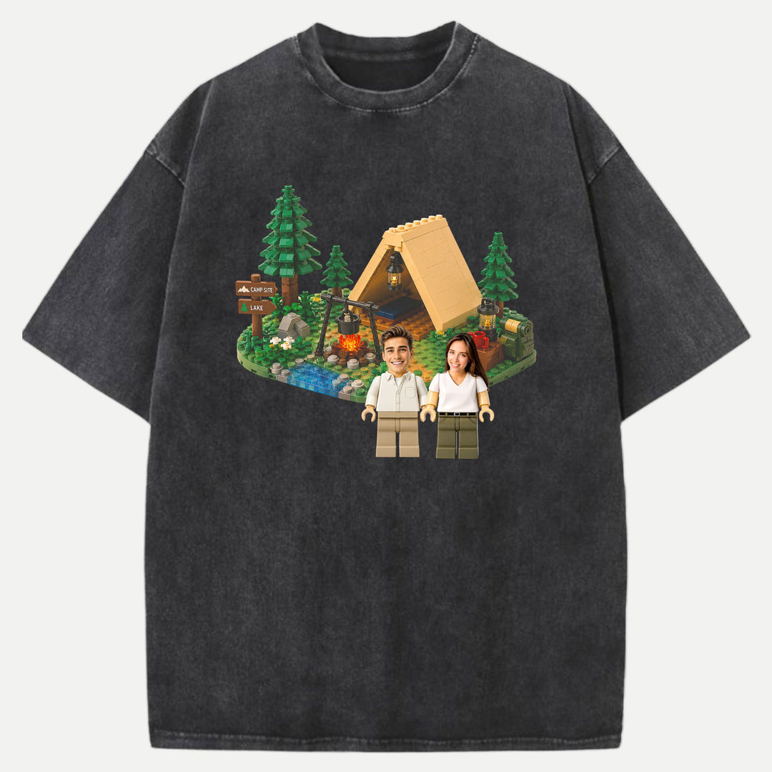 Personalized Brick Figure Camping T-Shirt