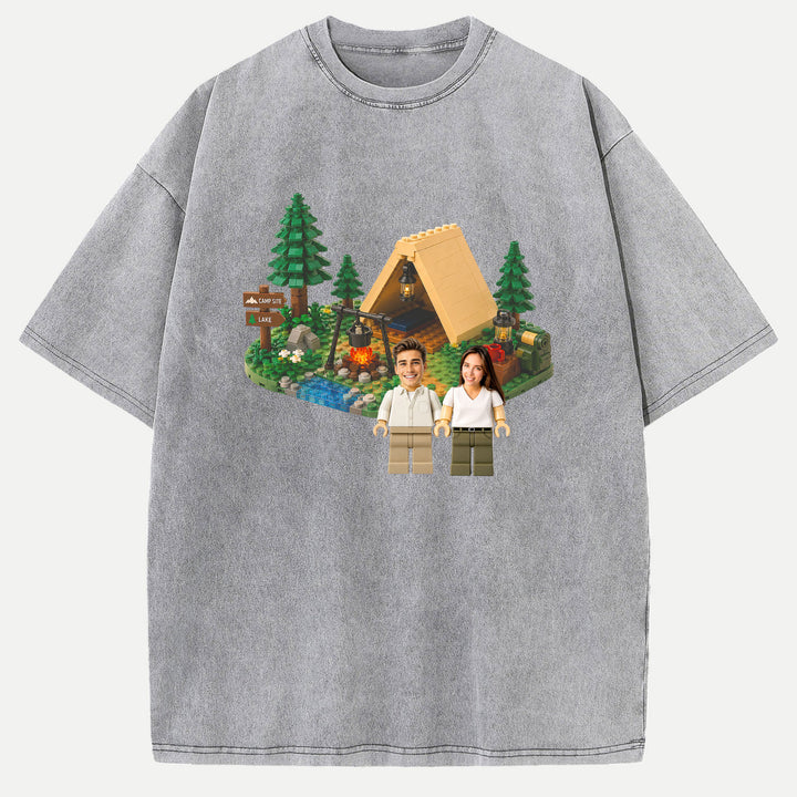Personalized Brick Figure Camping T-Shirt