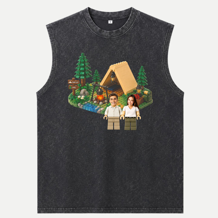 Personalized Brick Figure Camping T-Shirt