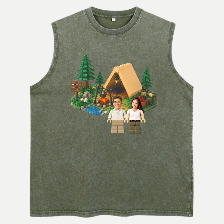 Personalized Brick Figure Camping T-Shirt