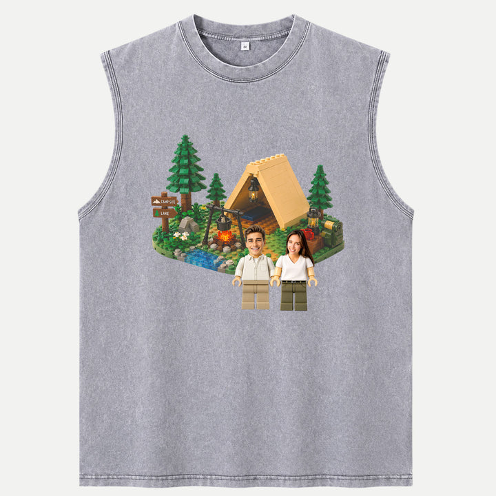 Personalized Brick Figure Camping T-Shirt