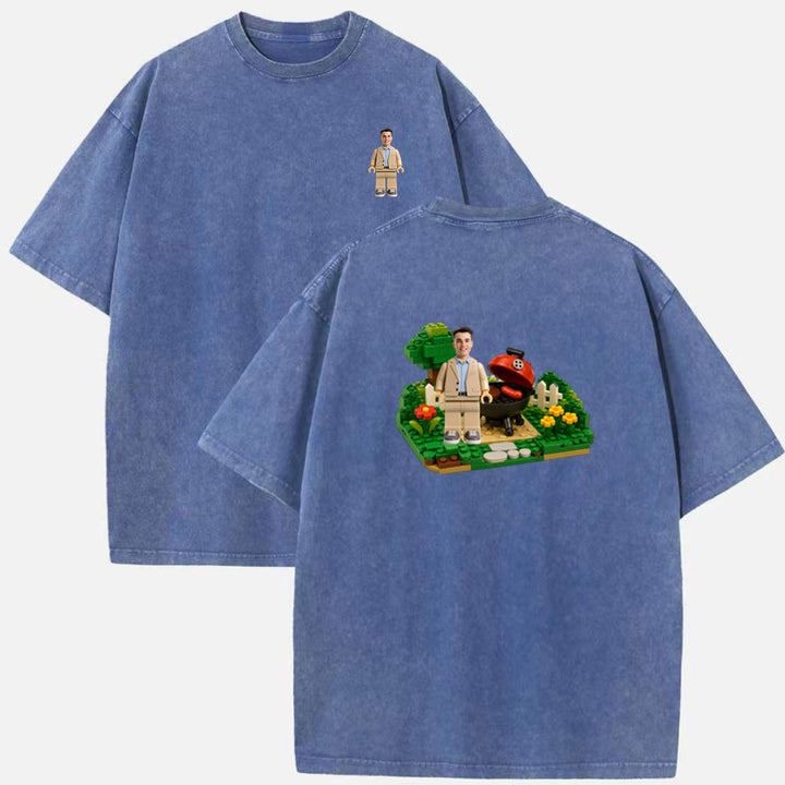 Personalized Brick Figure BBQ Grill Graphic T-Shirt