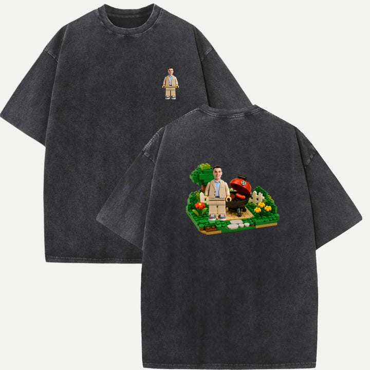 Personalized Brick Figure BBQ Grill Graphic T-Shirt