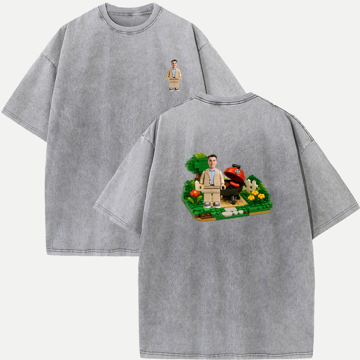 Personalized Brick Figure BBQ Grill Graphic T-Shirt