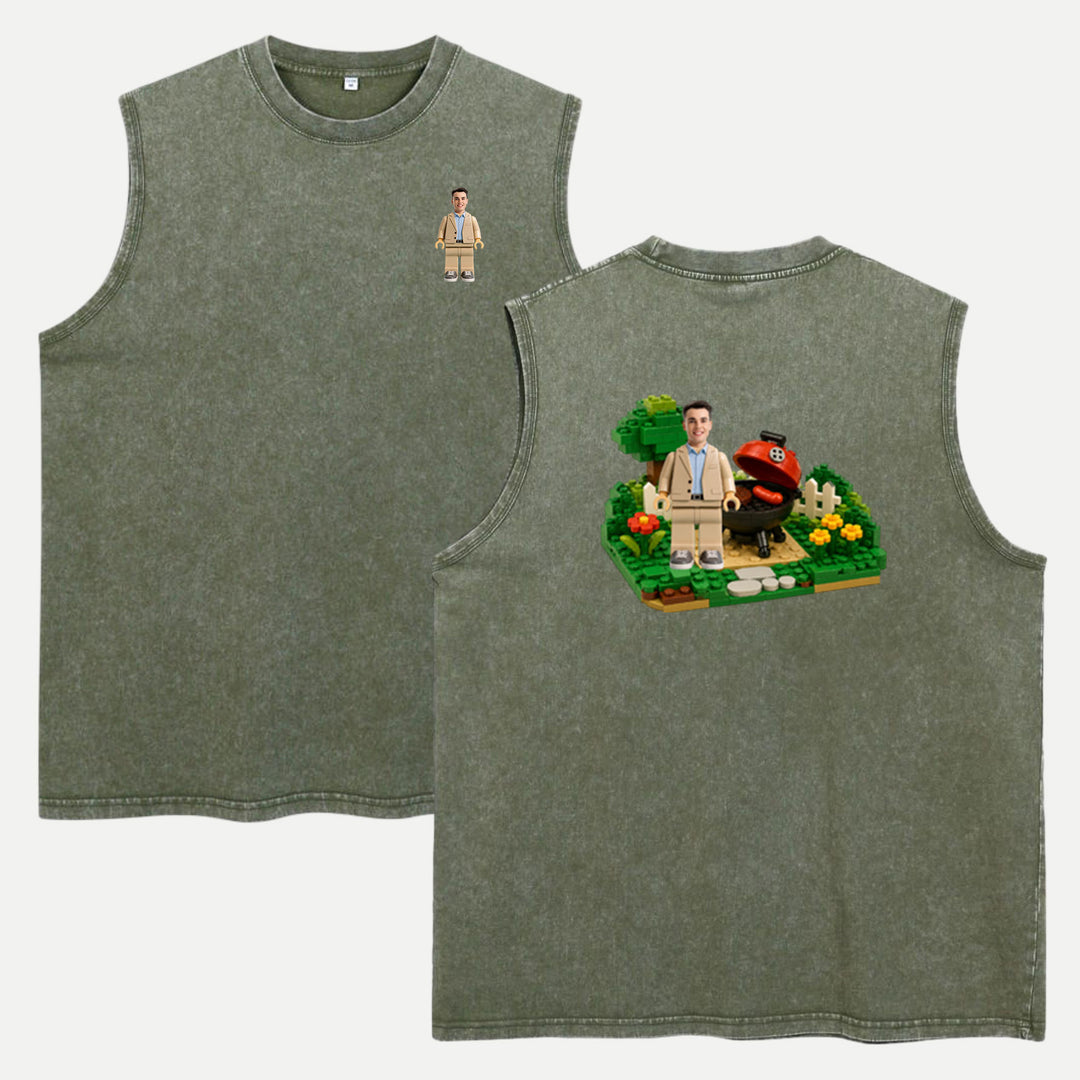 Personalized Brick Figure BBQ Grill Graphic T-Shirt