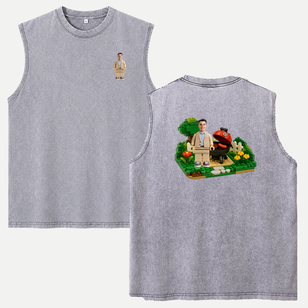 Personalized Brick Figure BBQ Grill Graphic T-Shirt