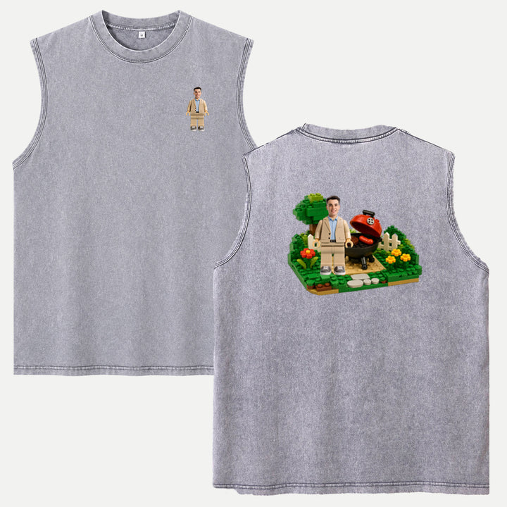 Personalized Brick Figure BBQ Grill Graphic T-Shirt