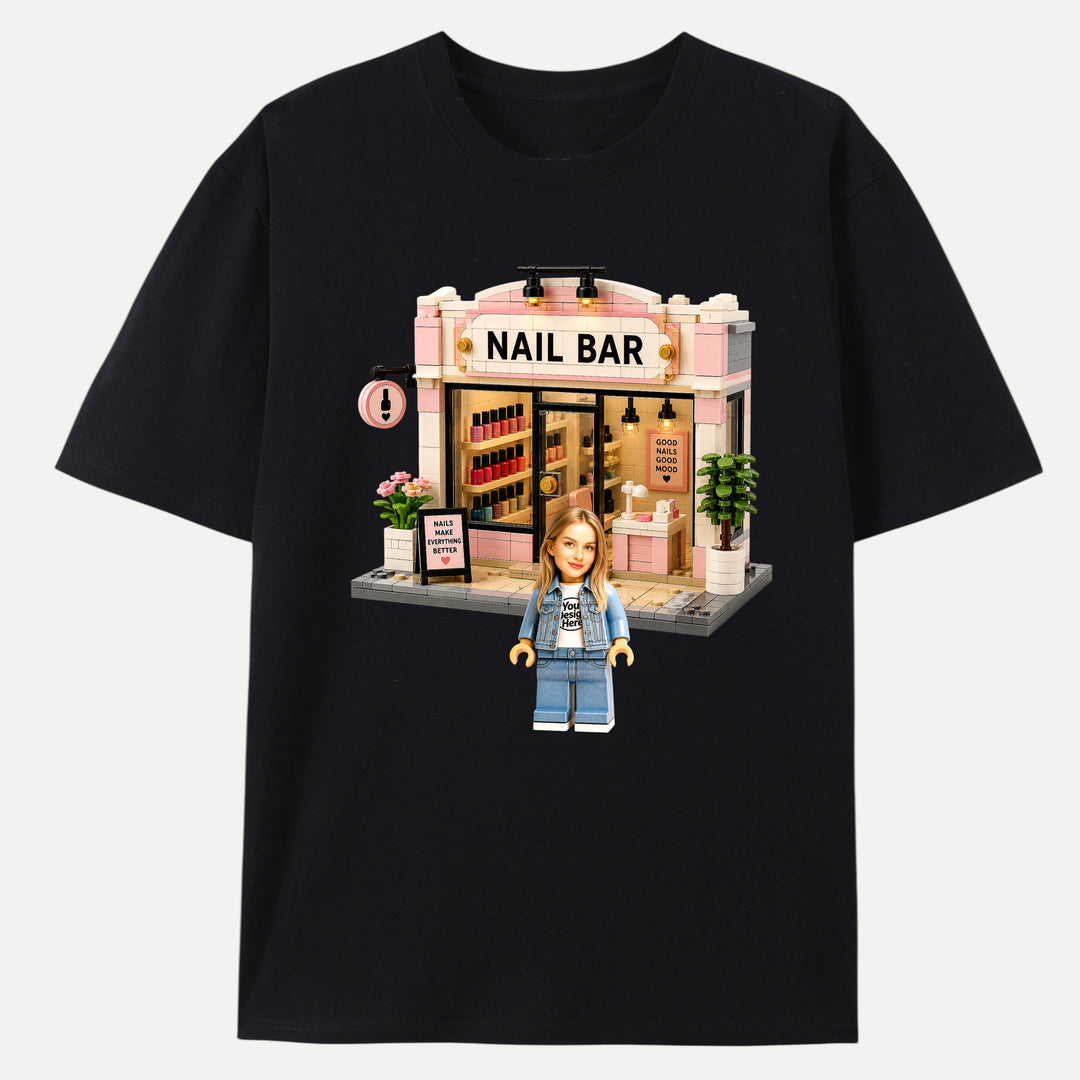 Personalized Brick Figure Nail Bar Salon T-Shirt