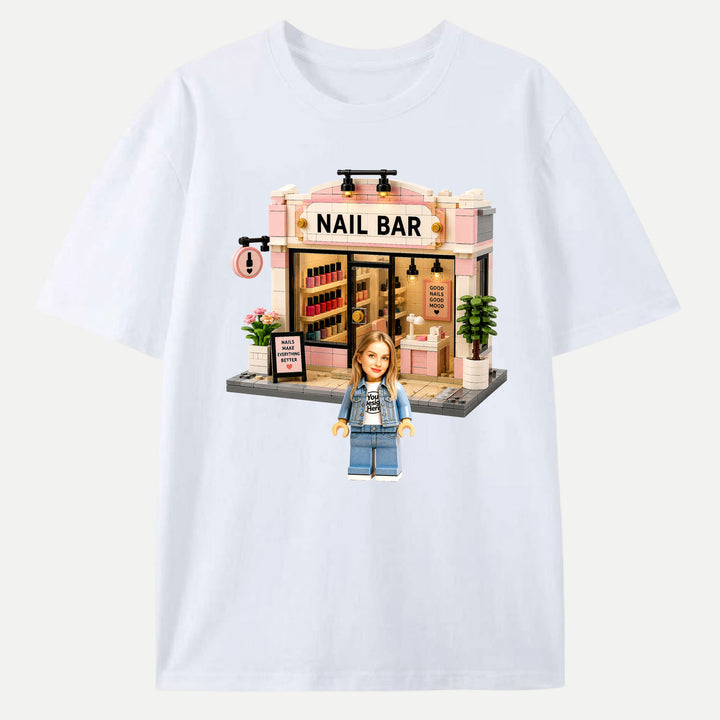 Personalized Brick Figure Nail Bar Salon T-Shirt