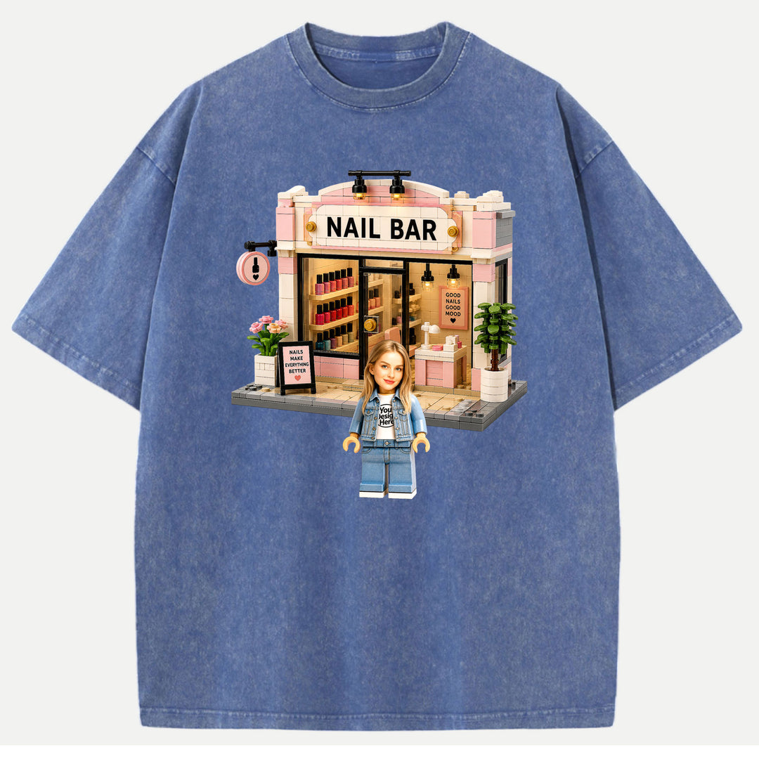 Personalized Brick Figure Nail Bar Salon T-Shirt