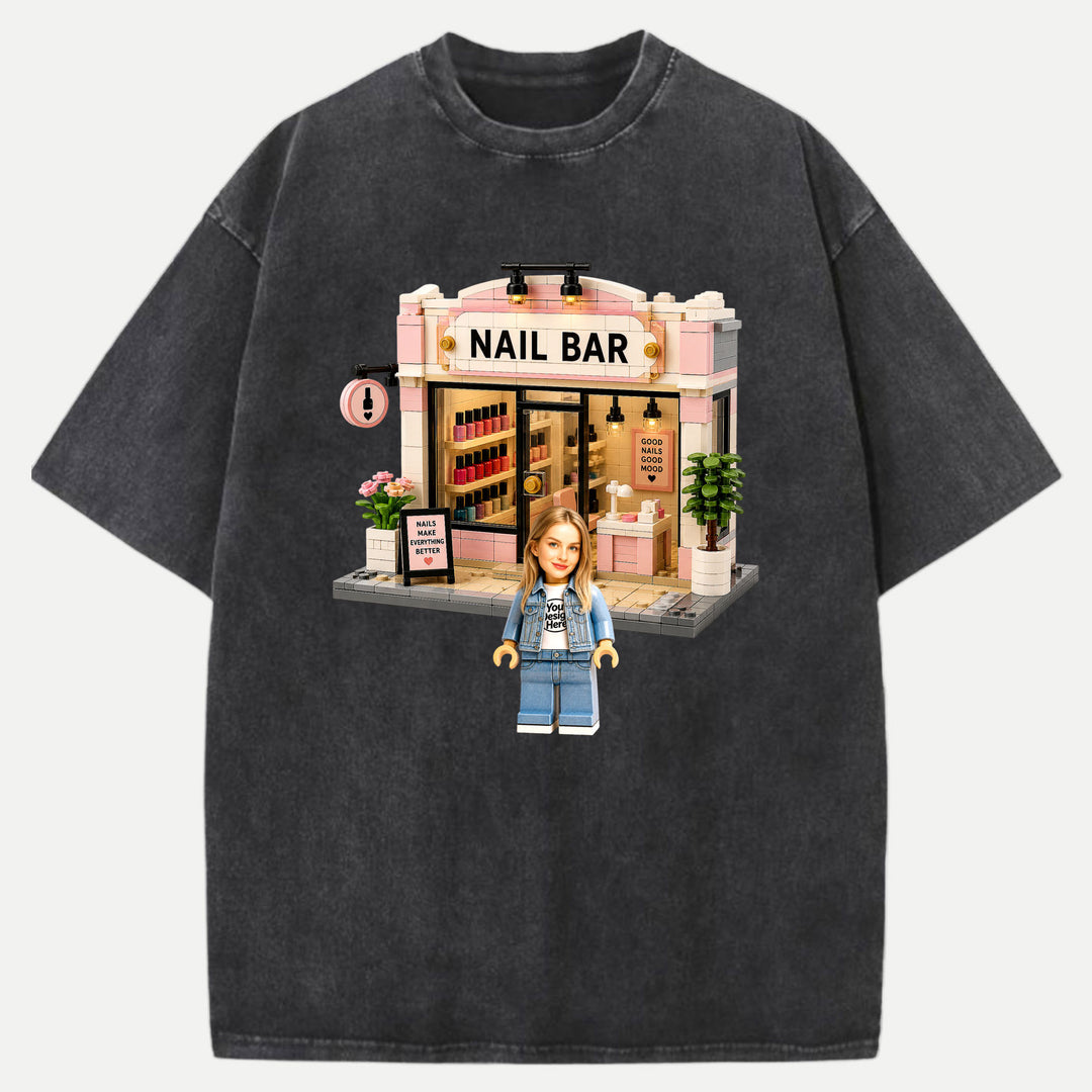 Personalized Brick Figure Nail Bar Salon T-Shirt