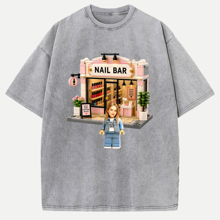 Personalized Brick Figure Nail Bar Salon T-Shirt