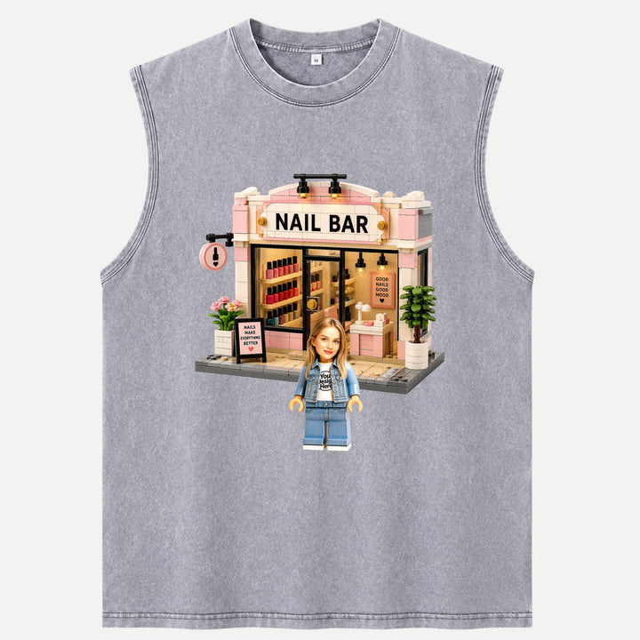 Personalized Brick Figure Nail Bar Salon T-Shirt