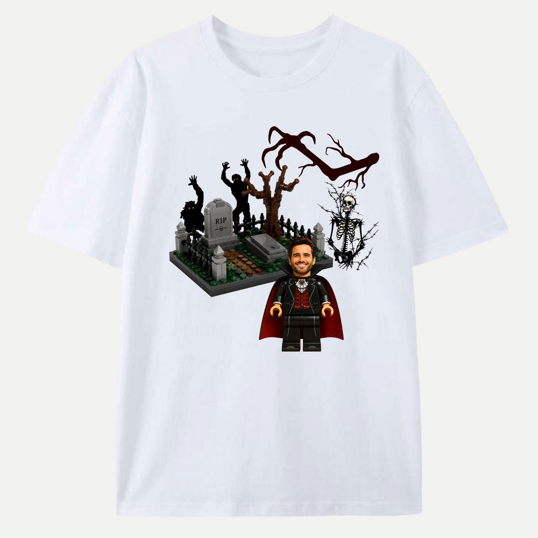 Personalized Brick Figure Halloween Vampire T-Shirt