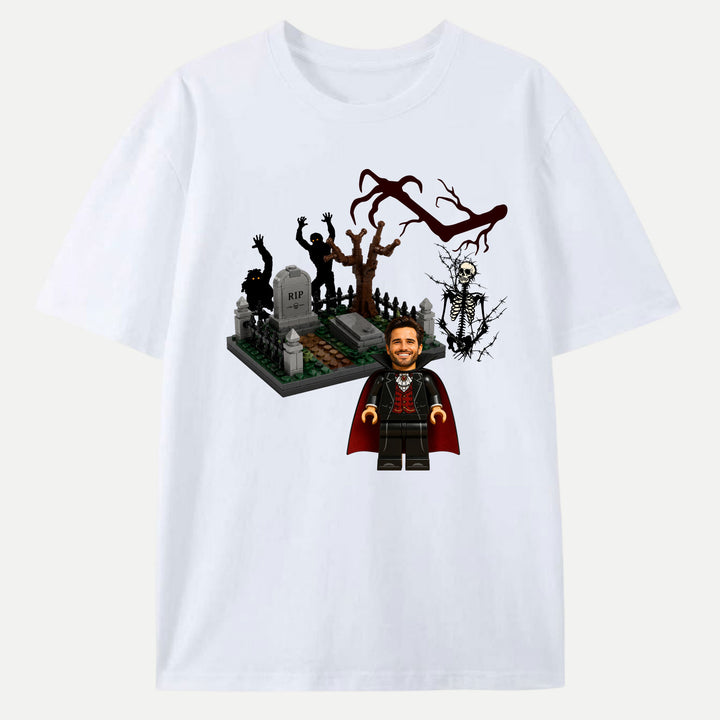 Personalized Brick Figure Halloween Vampire T-Shirt