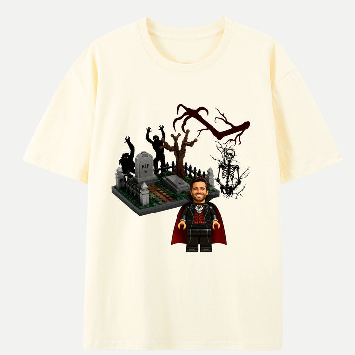 Personalized Brick Figure Halloween Vampire T-Shirt