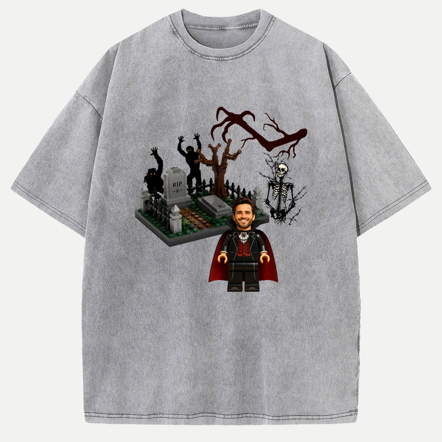 Personalized Brick Figure Halloween Vampire T-Shirt