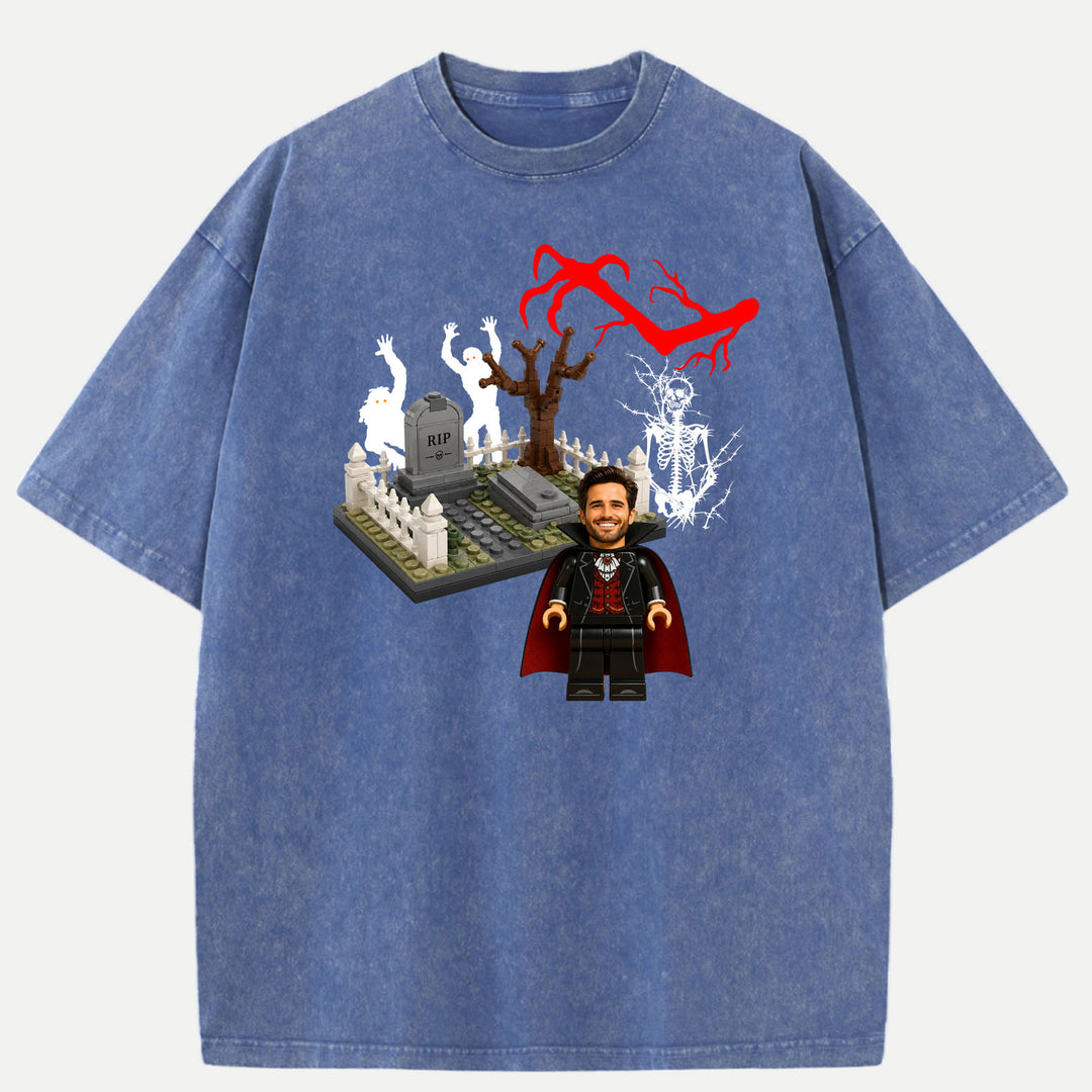Personalized Brick Figure Halloween Vampire T-Shirt