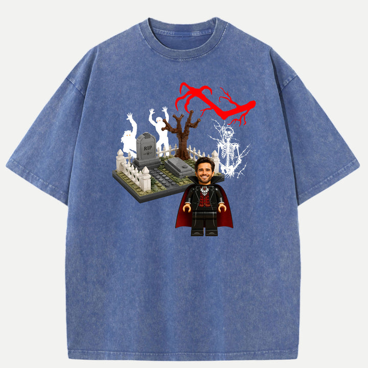 Personalized Brick Figure Halloween Vampire T-Shirt