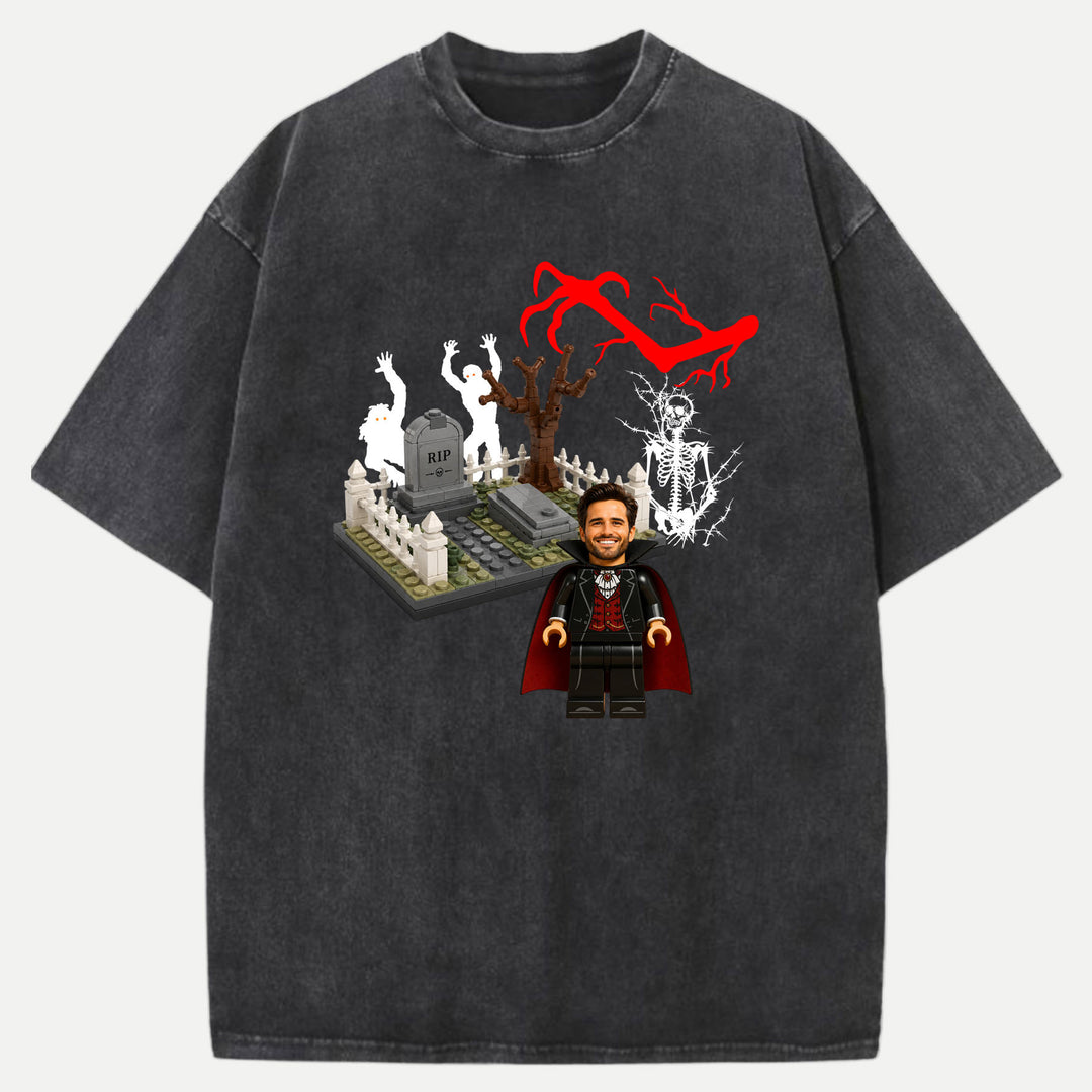 Personalized Brick Figure Halloween Vampire T-Shirt