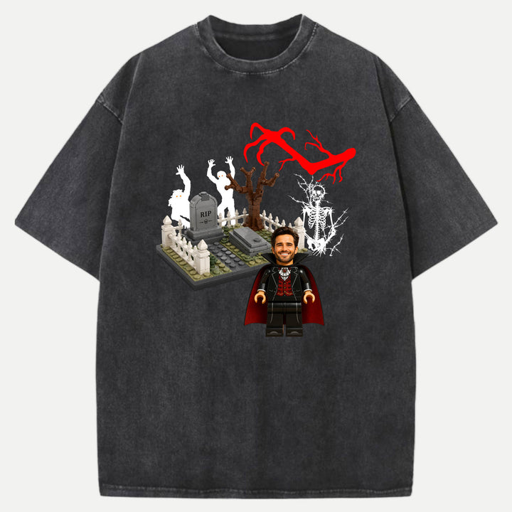 Personalized Brick Figure Halloween Vampire T-Shirt
