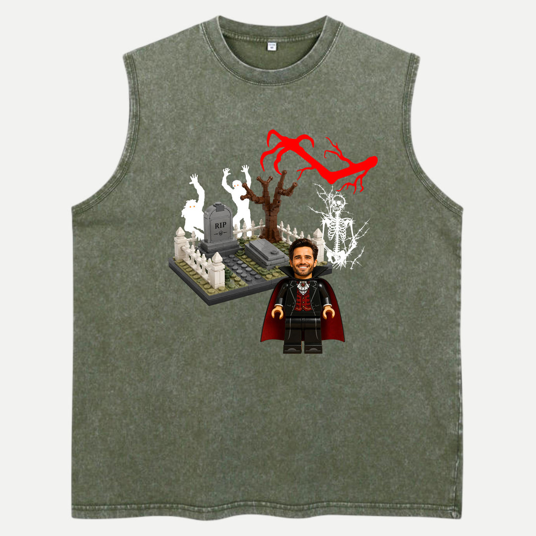 Personalized Brick Figure Halloween Vampire T-Shirt