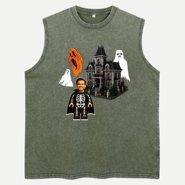 Personalized Brick Figure Halloween Skeleton T-Shirt