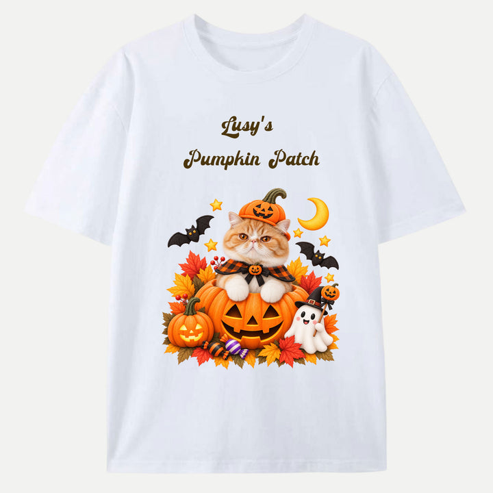 Custom Pumpkin Patch Cat T-Shirt