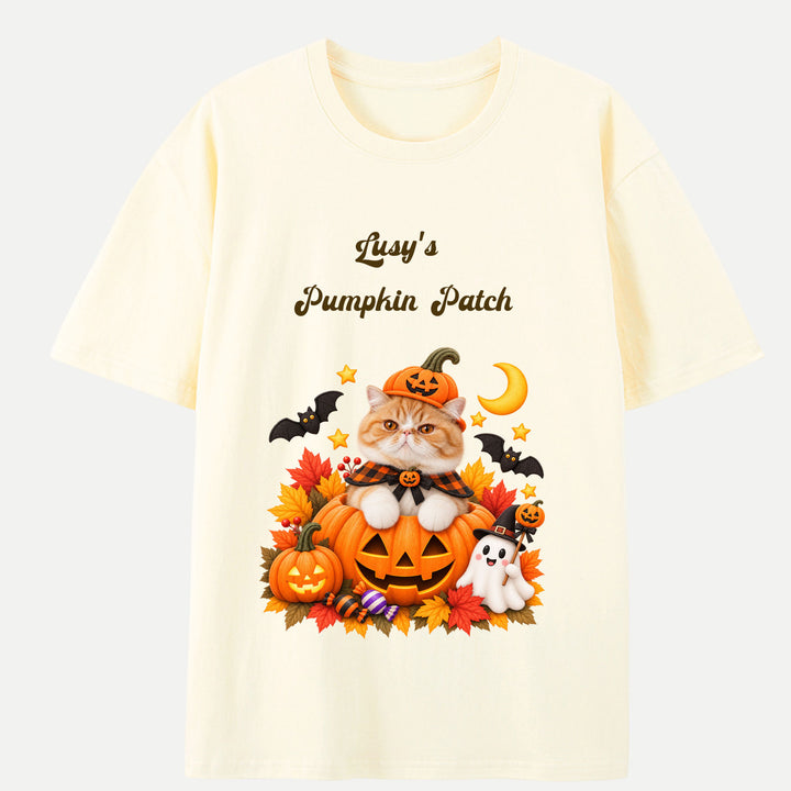 Custom Pumpkin Patch Cat T-Shirt
