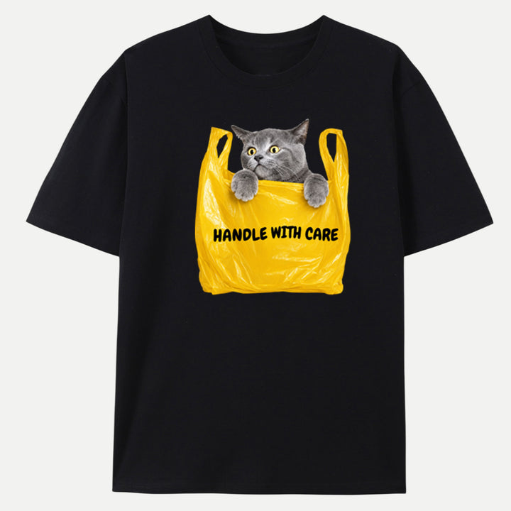 Handle With Care Cat Vintage T-Shirt