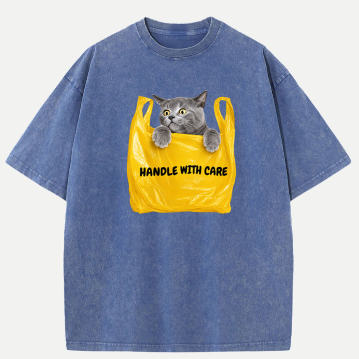 Handle With Care Cat Vintage T-Shirt