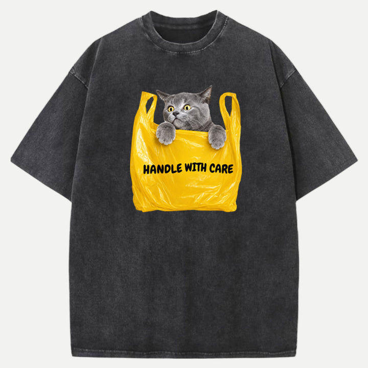 Handle With Care Cat Vintage T-Shirt