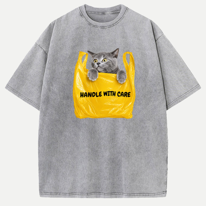 Handle With Care Cat Vintage T-Shirt