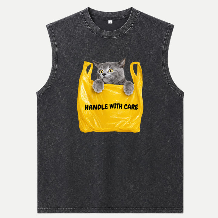 Handle With Care Cat Vintage T-Shirt