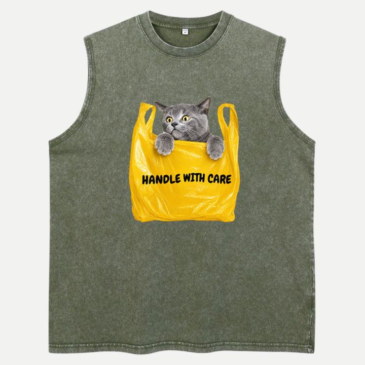Handle With Care Cat Vintage T-Shirt